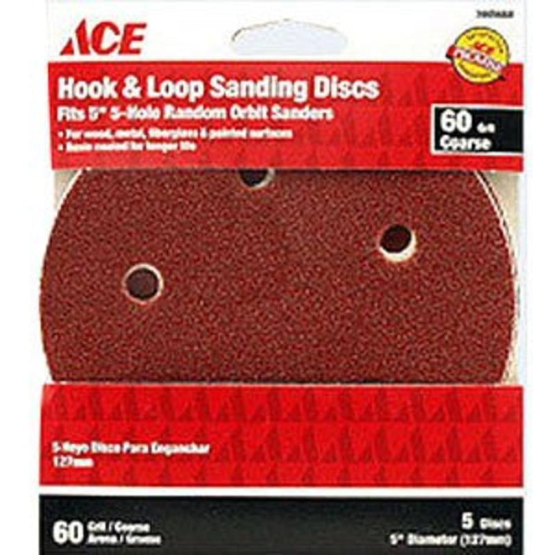 5" 60 Grit Hook And Loop Sanding Discs Ace Paint Sundries 2005668