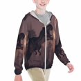 thumbnail image 2 of Xecao Dinosaur Moonlit Forest Print Fishing Shirts for teenager Long Sleeve UV Sun Protection Hoodie with Zipper Outdoor Hiking Shirts-Large, 2 of 7