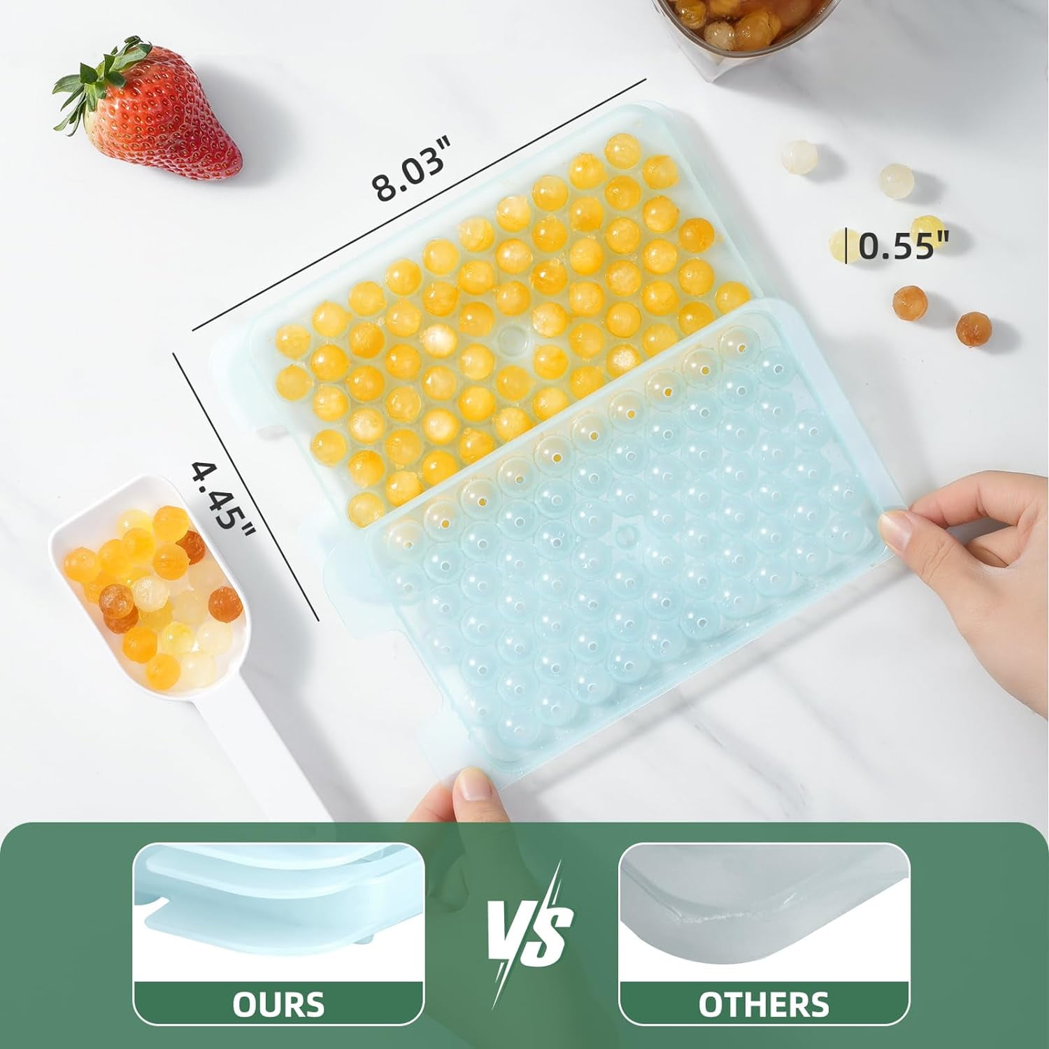 Ice Cube Trays for Freezer  Round Small Ice Cube Trays Easy Release,72 * 3 Pcs Mini Circular Ice Cube Trays with Lid , BPA Free