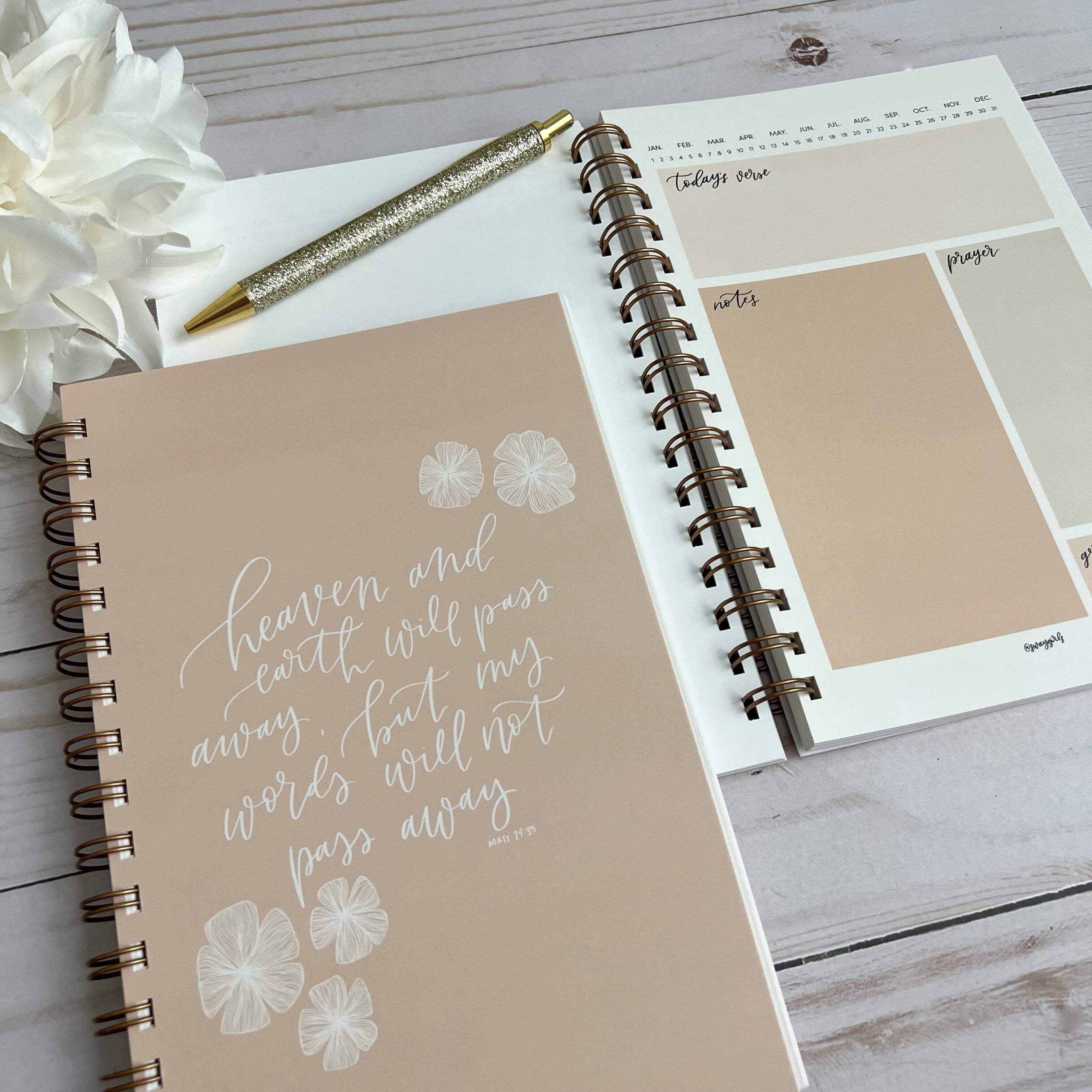 Notebook | Bible Study Worksheet | Pink | Matthew 24:35