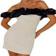 thumbnail image 2 of Robe de Soirée Décontractée avec Manches Bouffantes pour Femmes Élégantes en Couleurs Contrastées, 2 of 9