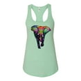 thumbnail image 2 of Wild Bobby, Colorful Rainbow Floral Elephant Animal Lover Ladies Racerback Tank Top, Mint, Medium, 2 of 3