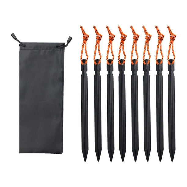 8 piezas de estacas para tienda de campaña Zulema estacas de suelo de Metal toldo Negro