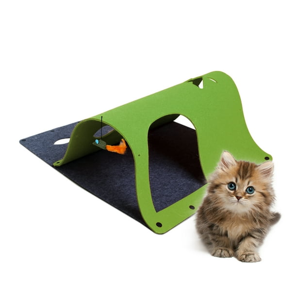 Gatitos Gatos Túnel DIY Tela de fieltro Ensamblar Túneles de juego de mascotas de juguete Irfora Verde