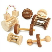 Dailihome Hamster Chew Toys Natural Pine Wood Small Animal Exercise Toy with Bell Roller for Guinea Pigs Rats Chinchillas Bunny