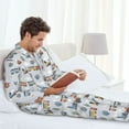 thumbnail image 5 of KLL Trains And Cactuse Sleepwear Mens Flannel Pajamas,Long Cotton Pj Set, 5 of 7