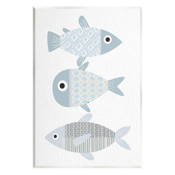 Stupell Industries Three Whimsical Patterned Fish Sea Life Graphic Art Unframed Art Print Wall Art, Design by Kim Allen