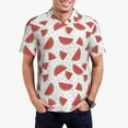 thumbnail image 3 of Balery Hand Drawn Watermelon Printed Men’s Short Sleeve Polo Shirt, Midweight Men's Shirt,Golf Polo shirts -, 3 of 9