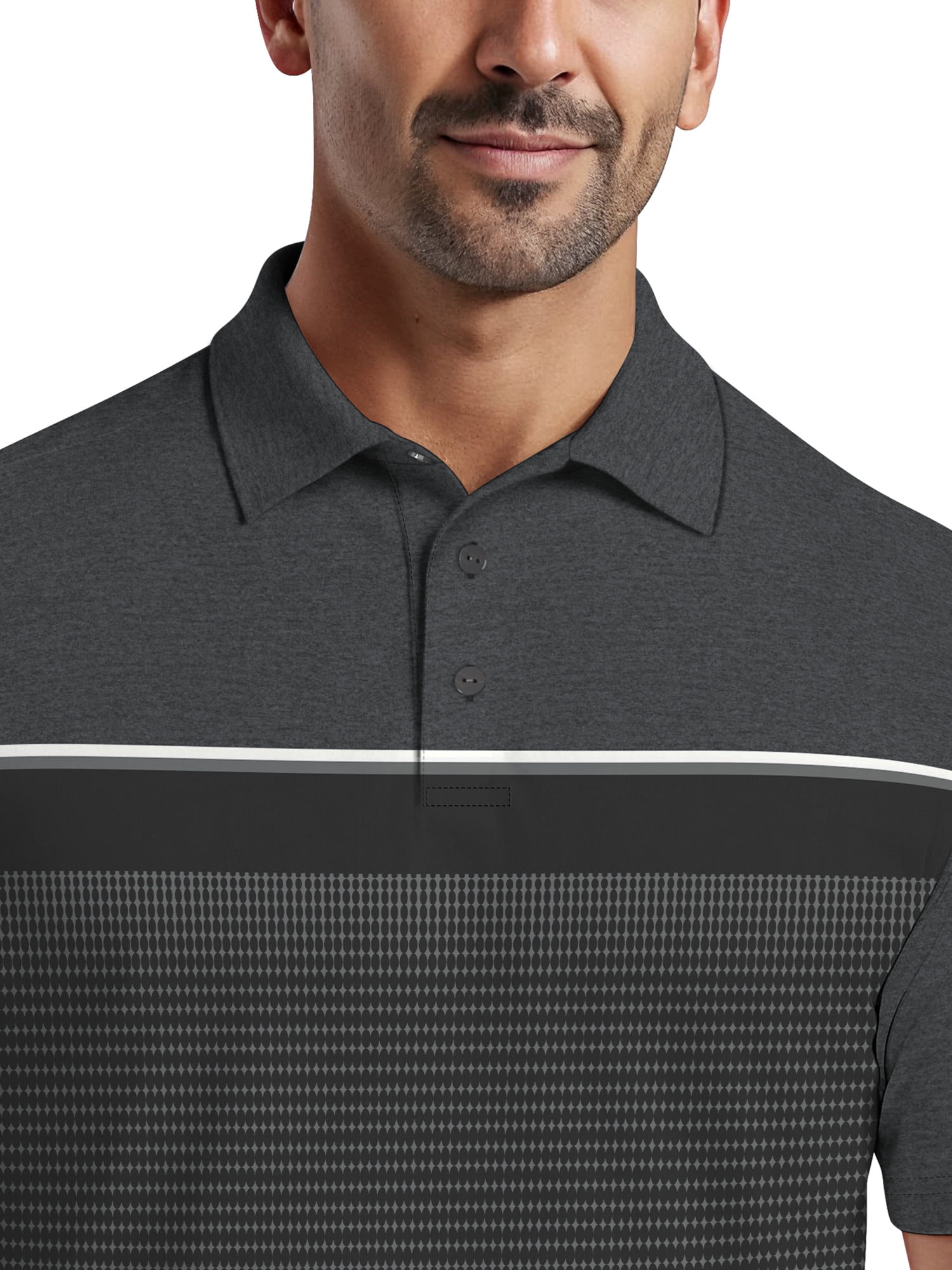 Ben Hogan Men's & Big Men's Performance Front Panel Printed Short Sleeve Polo Shirt, up to 5XL
