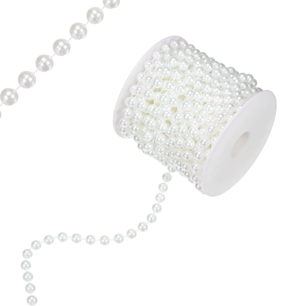 Cadena de cuentas de perlas Uxcell de 11 yardas, cuentas de perlas blancas de 8 mm, guirnalda de cuentas para manualidades DIY / ramo / boda