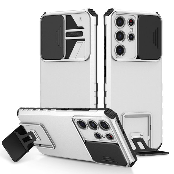 For Samsung Galaxy S21 Ultra Case, with Camera Cover Kickstand [Protective & Slim Fit] [Anti-Scratch & Anti-Fingerprint] Sliding Lens Cover Protection for Samsung Galaxy S21 Ultra, 8 Color