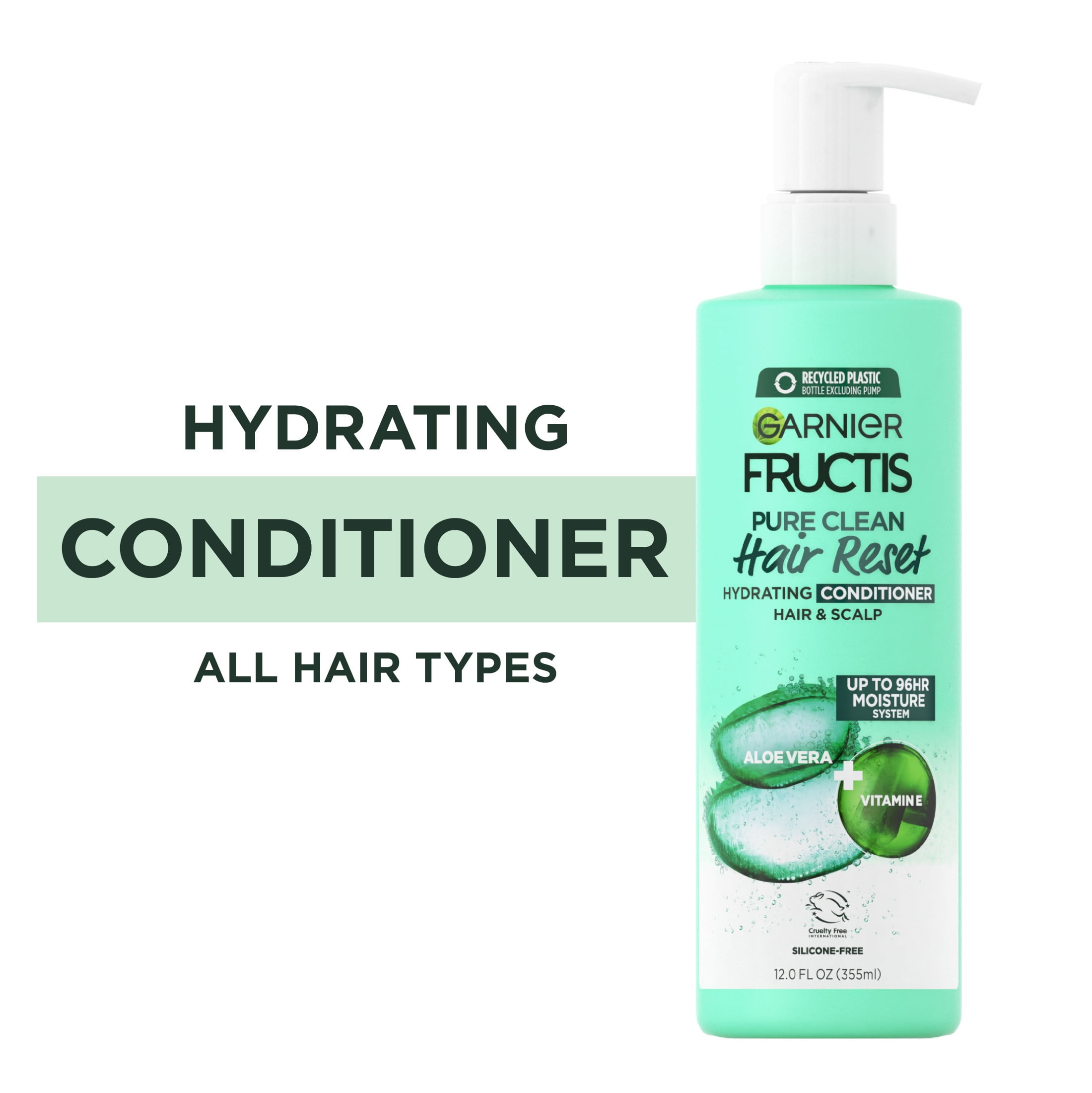 Garnier Fructis Pure Clean Hair Reset Hydrating Conditioner, Aloe, 12 fl oz