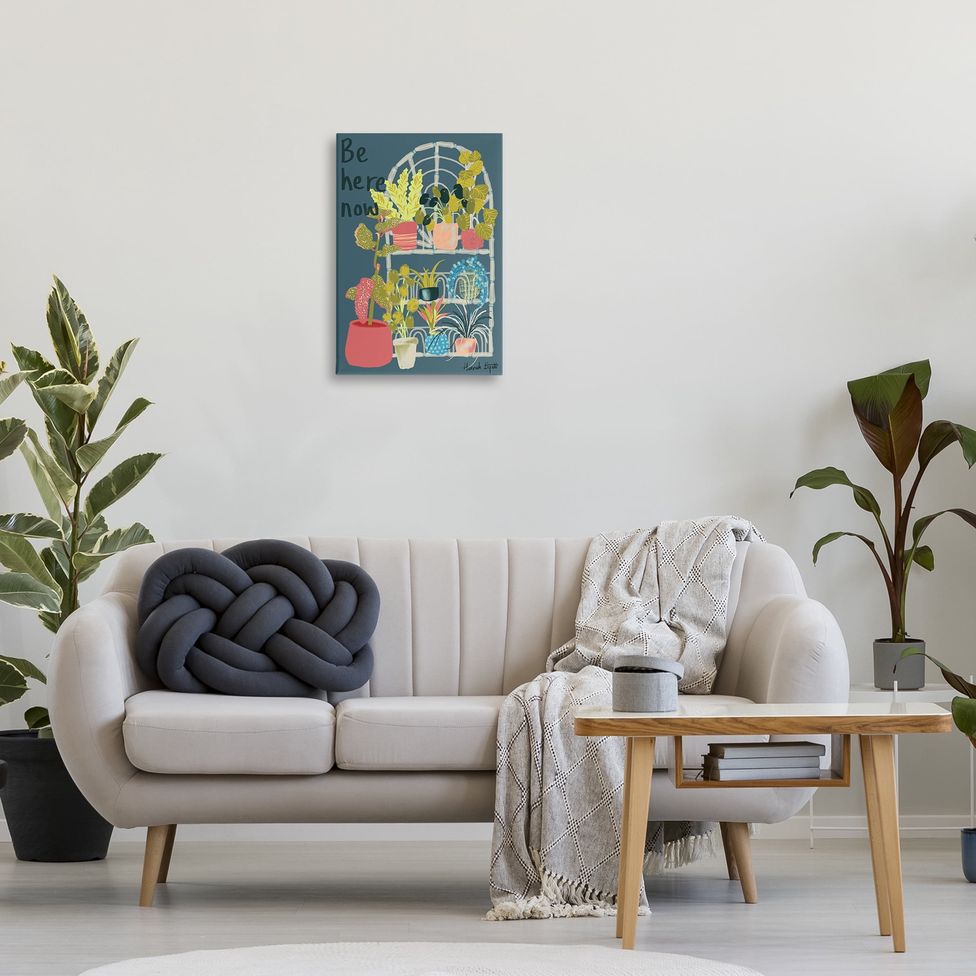 Stupell Industries Be Here Now Plant Shelf Plants & Flowers Painting Wrapped Canvas Art Print Wall Art, 16 x 24