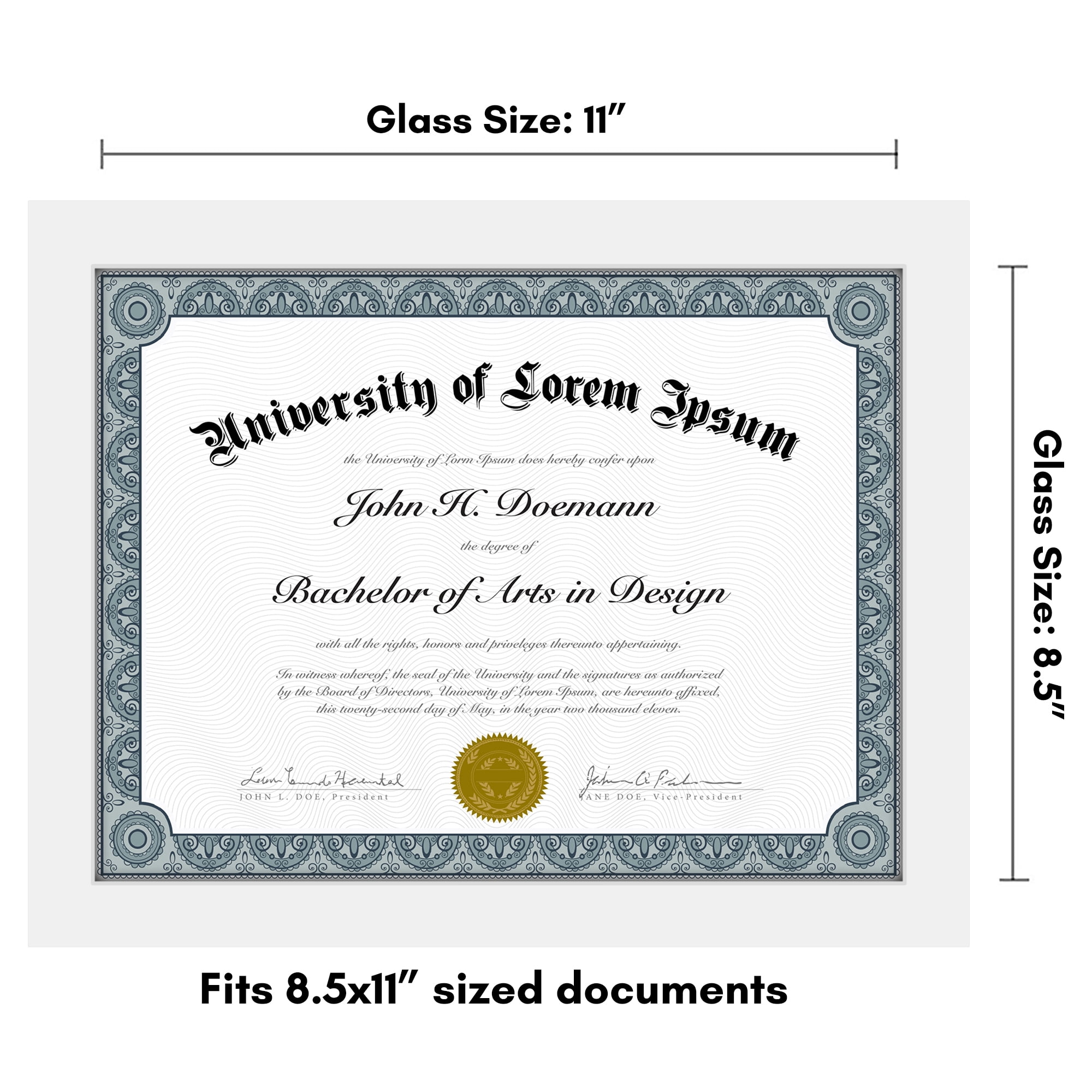 Americanflat 8.5x11 Diploma Frame with Shatter-Resistant Glass Document Frames Legacy Collection Wall - White