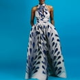 thumbnail image 2 of Fsqjgq Women Dresses Female A Line Dresses for Women African Women's Print Diy Multi Wearing Strap Dress Middle Split Mop Skirt Silver Size M, 2 of 9