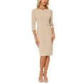 thumbnail image 2 of INSPIRE CHIC Vestido Vintage para Mujeres de Manga 3/4 para Trabajar, Vestidos Sheath Talla S Color Albaricoque, 2 of 6