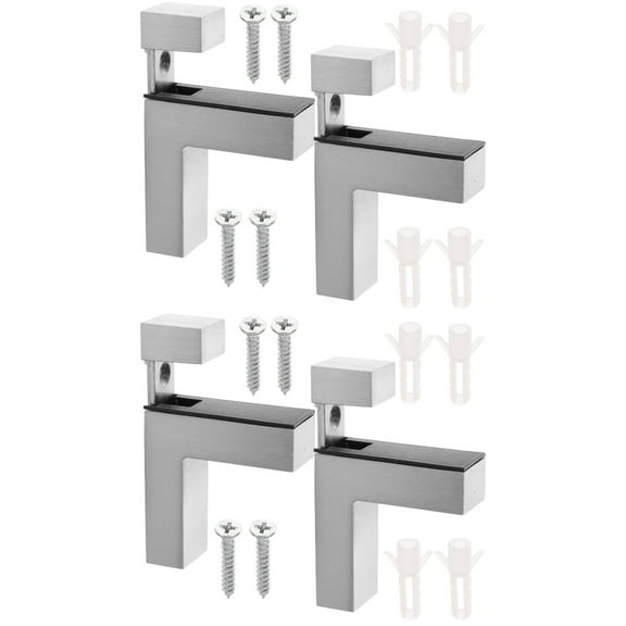 CIMAXIC Adjustable Glass Clips Bracket Silver Wall Mount Heavy Duty for Glass 4Pcs