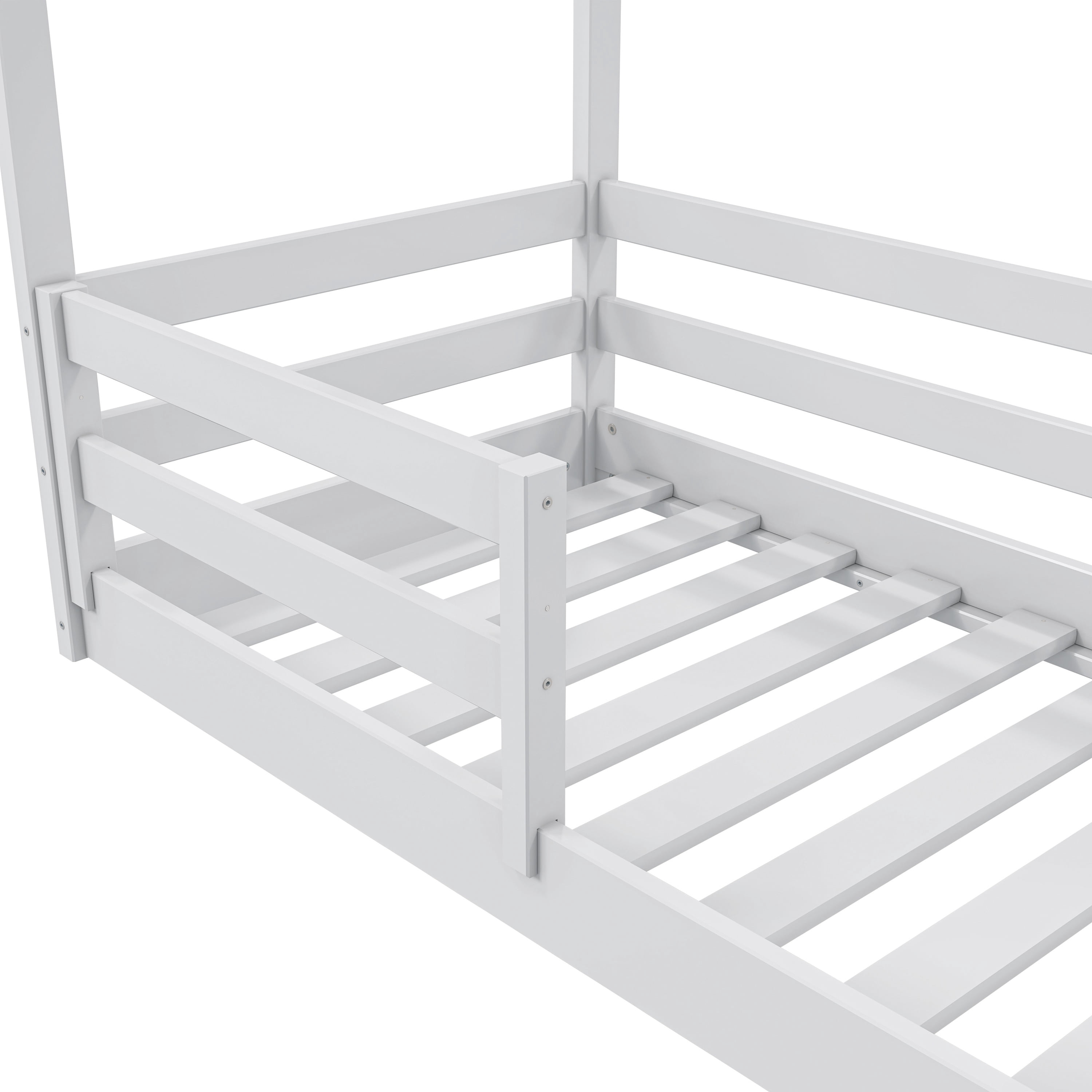 Kappesberg Sweet Dreams Toddler Bed with House Frame – Safe Crib-to-Big Kid Bed - White
