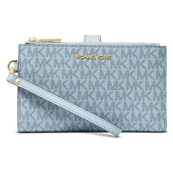 Michael Kors Womens Jet Set Double Zip Wristlet Pale Blue One Size 32H1GJ6W9V-487