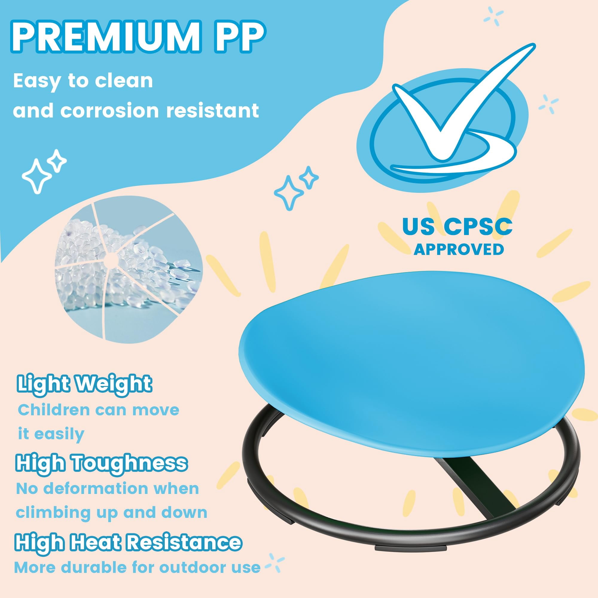 MoveCatcher Children’s Sensory Swivel Chair - Round, Sky Blue - Sensory Play & Body Coordination