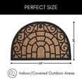 thumbnail image 6 of Evideco Vitrail Half Circle Door Mat 24x16 Inch – Black Rubber Scroll and Arch Pattern with Natural Coir – Non-Slip Entry Rug for Indoor/Outdoor Use – Heavy Duty, Easy to Clean, Decorative Welcome Ma, 6 of 7
