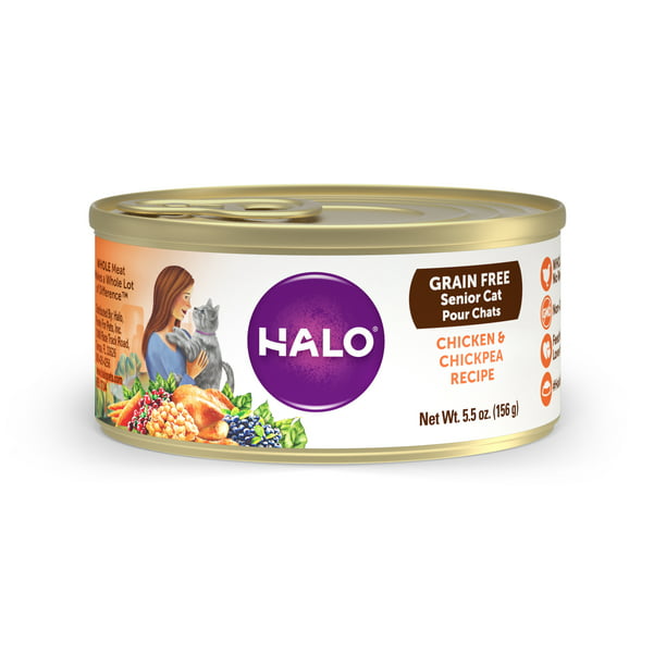 Halo Grain Free Senior Wet Cat Food, Chicken & Chickpea Recipe, 5.5