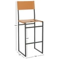 thumbnail image 3 of SAFAVIEH Layne Scandinavian Style Barstool, Cognac/Black (18 in. W x 18 in. D x 43 in. H), 3 of 10