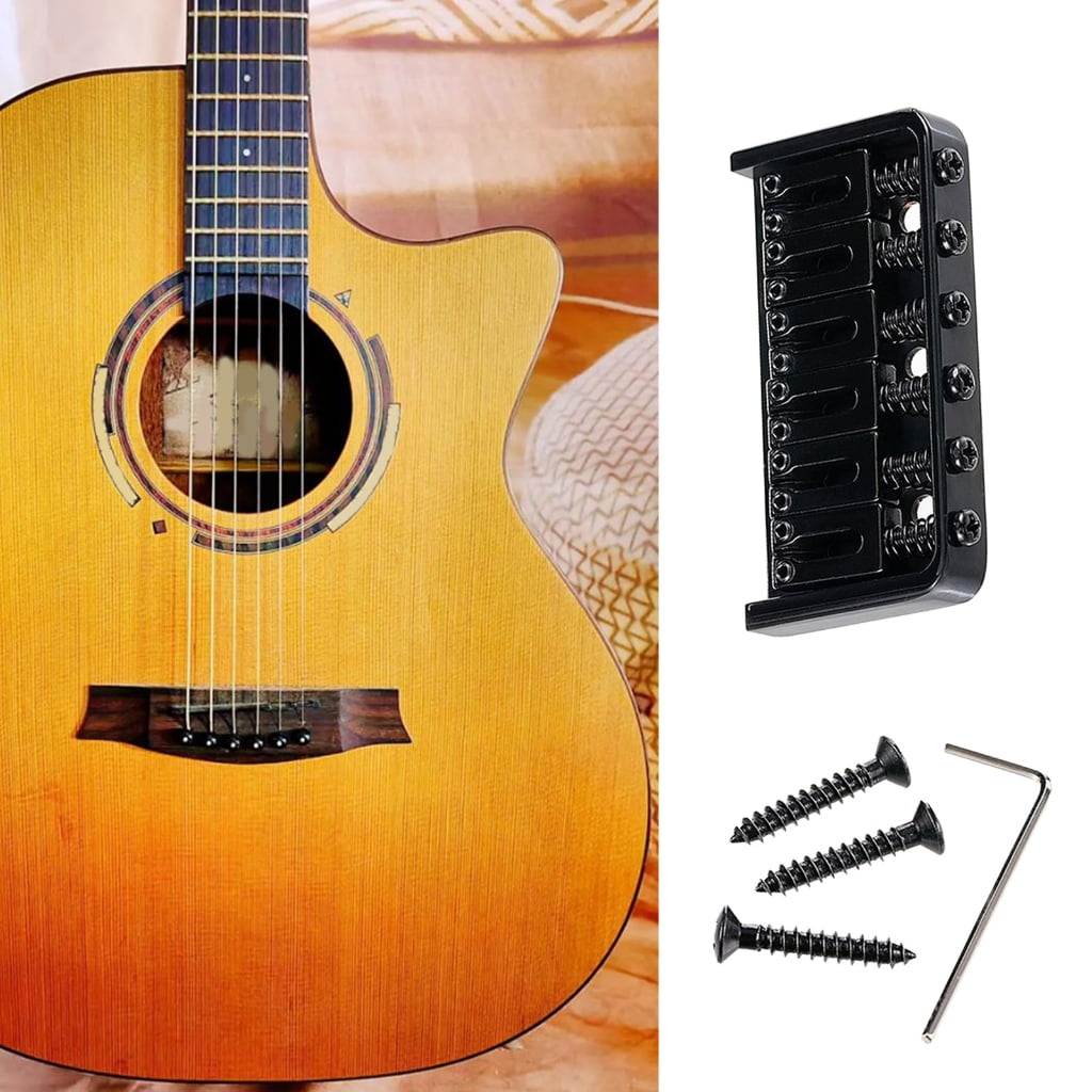 CEORPER Solid Metal Electric Guitar Bridge With Heavy Type Saddles Locking Mechanism For Stable Tuning