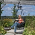 thumbnail image 2 of Vivere Macrame Deluxe Hanging Chair with Cushion and Swivel Hook, Eclipse, 2 of 5