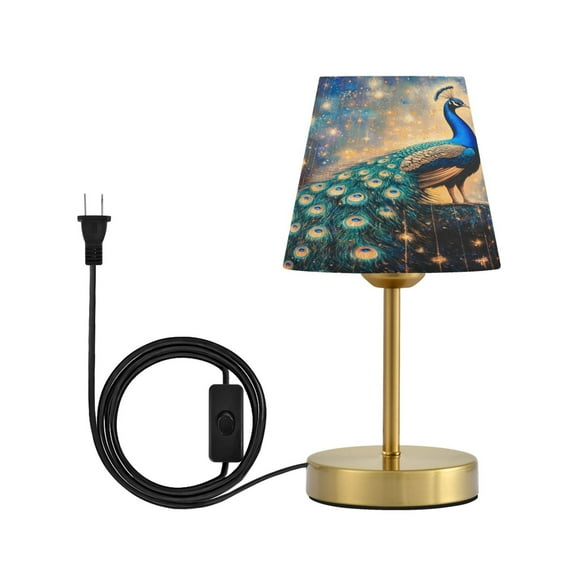 Wobogo Starry Peacock Table Lamps Three-channel Adjustable Lighted Antique Brass Metal Base Simple Modern Style for Bedroom Nightstands Living Room and Office