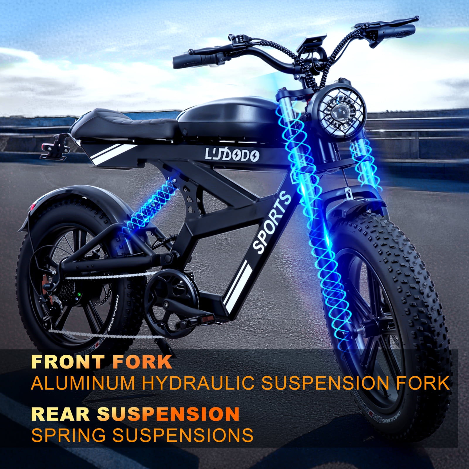 EOEOWTO AK2 Electric Dirt Bike for Adults Peak 1000W 48V 17.8AH Top Speed 34MPH 75Miles Long Range Motor MotorcycleDouble Disc Brake,20*4.0 Fat Tire Off-road E-Bike