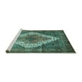 thumbnail image 2 of Ahgly Company Machine Washable Indoor Rectangle Medallion Turquoise Blue Traditional Area Rugs, 2' x 4', 2 of 4