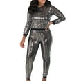 thumbnail image 2 of ZAZYULZ Two Piece Sets for Women Womens Casual Chic Sequin Glitter Sexy 2 Piece Outfits Top And Pant Suit Two Piece Pants Set(Black,L), 2 of 5