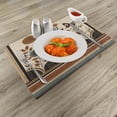 thumbnail image 2 of Ambesonne Boho Place Mats Set of 4, Mid Century Curving Lines Leaf, Standard Size, Beige Pale Caramel Grey, 2 of 5
