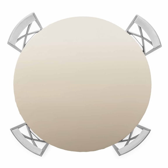 Elastic Fitted Round Tablecloth, Beige Brown Ombre Waterproof Stretch Table Cover for 36"-44" Tables, Modern Abstract Art Gradient Aesthetics Washable Outdoor Tablecloths for Patio, Picnic, Camping