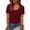 Wine, variant on Paiwinds Women's Round Neck Short Sleeve Lace Trim Top Casual Summer Solid Color Pullover Blouse Soft Polyester Spandex Blend