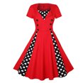 thumbnail image 3 of Sentmoon Sun Dresses for Women 2026 Vacation Square Neck Regular Fit Breathable Casual Dresses for Women with Print Short Sleeve Summer Workout Patchwork Women Dress Fashion Red L, 3 of 8