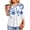 White-Blue Floral, variant on Fantaslook 3/4 Sleeve Plus Size Tops for Women Henley Neck Button Blouses Dressy Floral Tunic Work Shirts L-5XL
