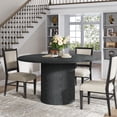 thumbnail image 4 of Finmind 47" Round Dining Table for 4, Farmhouse Kitchen Table with Metal Base, Modern Small Dinner Table for Dining Room, Kitchen, Chairs Not Included, Black, 4 of 7