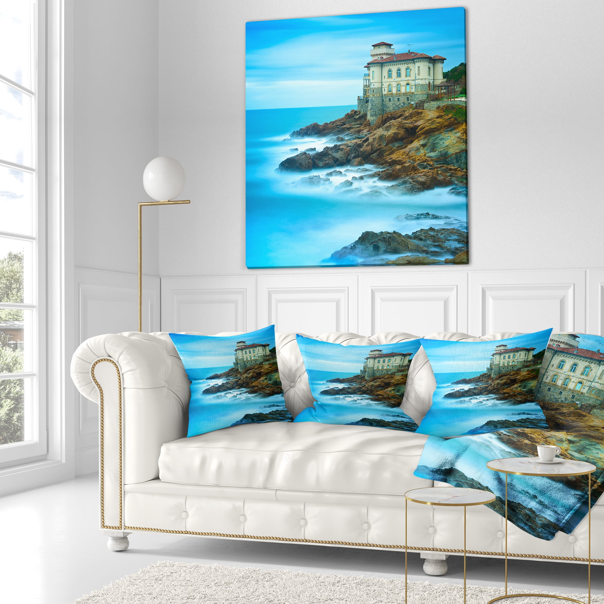Designart 16" x 16" Blue Polyester Throw Pillow