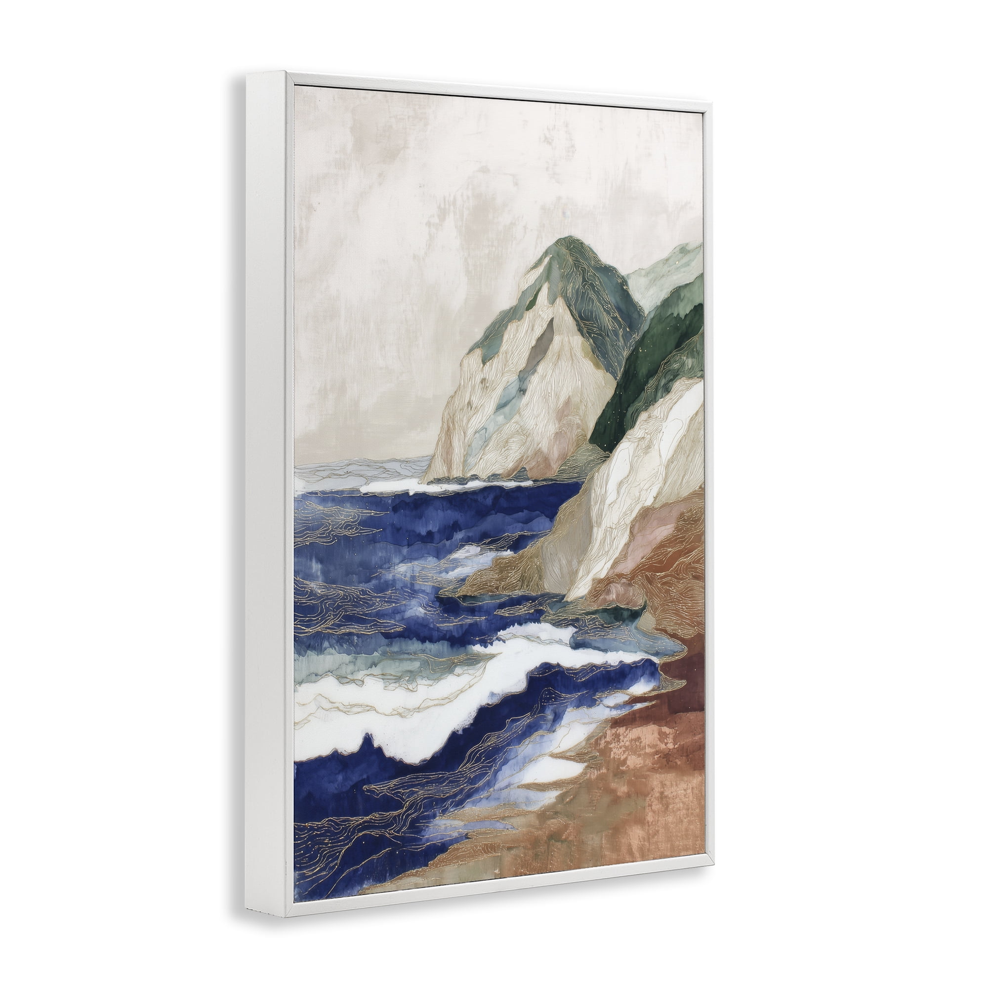 Stupell Industries Cliff Next To The Sea White Framed Giclee Art, design by Chromatic Storm Studio