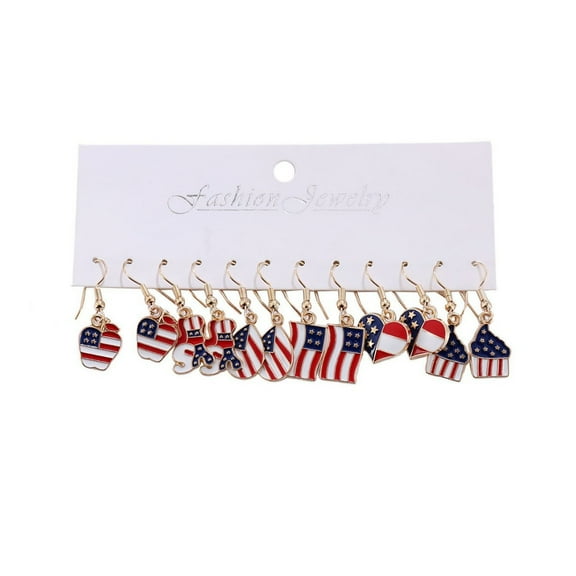 SLYNSHome American Flag Earrings for Women 4th of July Decorative Patriotic Earrings Pendant Independence Day Holiday Gifts