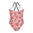 thumbnail image 2 of Girls' One-piece Swimsuit Cross Back Bathing Suit Beach Surfing Sizes 3T-10T Roses and Stripes Pattern, 2 of 9