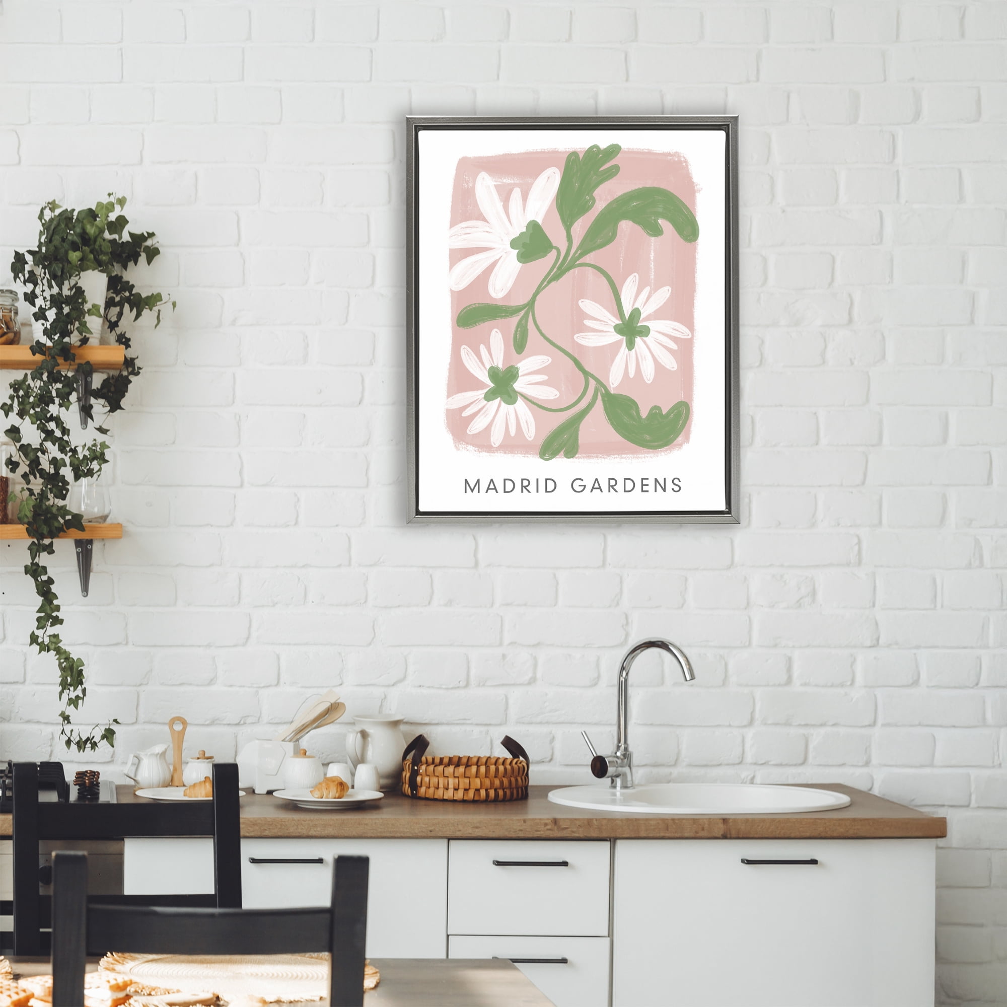 Stupell Industries Madrid Gardens Pastel Blooms Gray Framed Floater Canvas Wall Art, design by Lucille Price