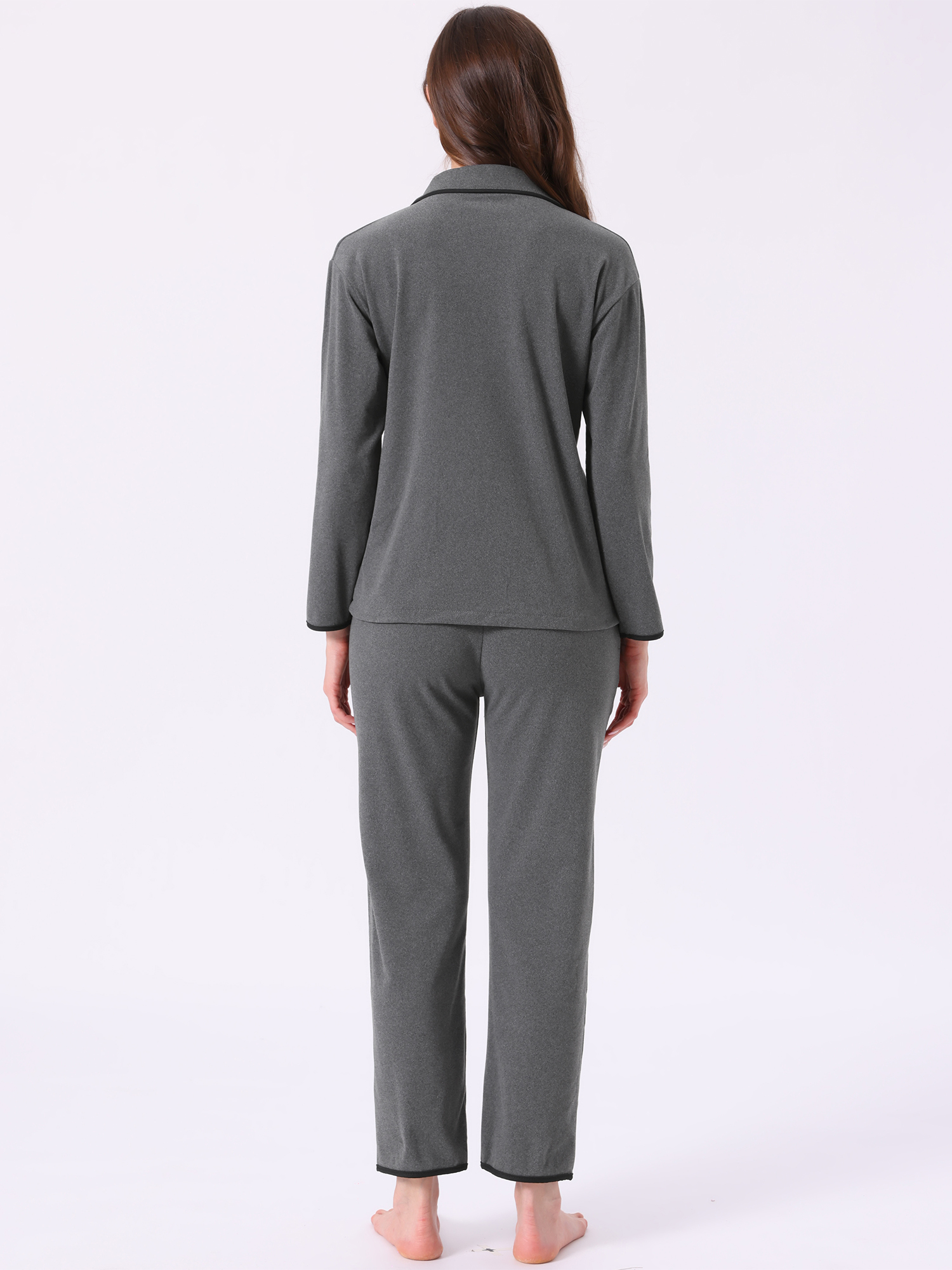 DARING DIVA Pajamas Set Winter Fleece Warm Long Sleeve Sleepwear XS Black