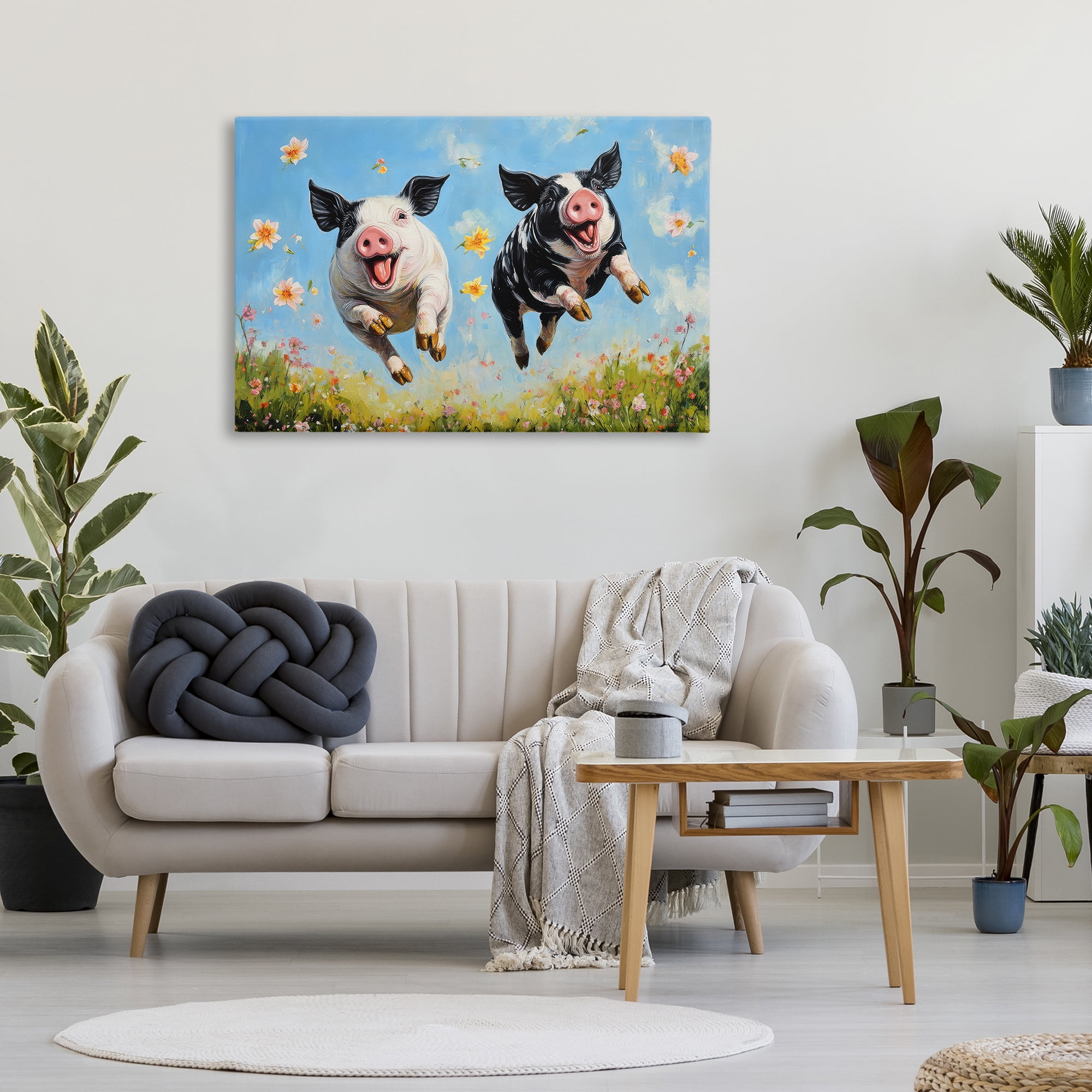 Stupell Industries Flying Pigs & Flowers Canvas Wall Art, design by The Wands Want