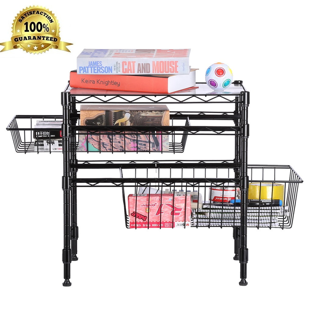 Rackaphile Stackable 2 Tier Sliding Basket Organizer Drawer, Under Sink