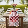 thumbnail image 4 of Red Morocco 72 Inch Table Runner, Rustic Country Smear Street Mottled Art Farmhouse Dresser Scarf Cotton & Linen Tablerunner for Dining/Kitchen Island/Holiday Party Décor 13" x 72", 4 of 9