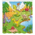 thumbnail image 3 of Ambesonne Cartoon Shower Curtain, Style Animals, 69"Wx84"L, Pale Coffee Lime Green, 3 of 3