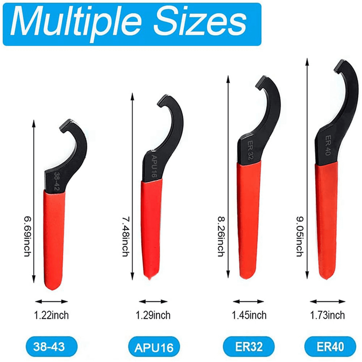 8X Coilover Wrench, Hook Wrenches Tools Set Shock Spanner Wrench C-Shape Adjustable Spanners Adjustment Tool